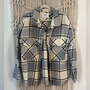Zara Gray and Cream Checkered Shirt